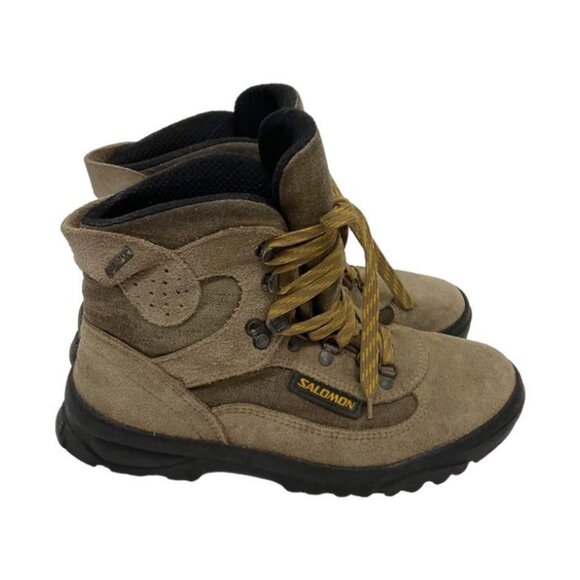 Salomon Womens Trail Hiking Boots Size 7 Tan & Black Suede Lace-Up Ankle High Du - Picture 12 of 12